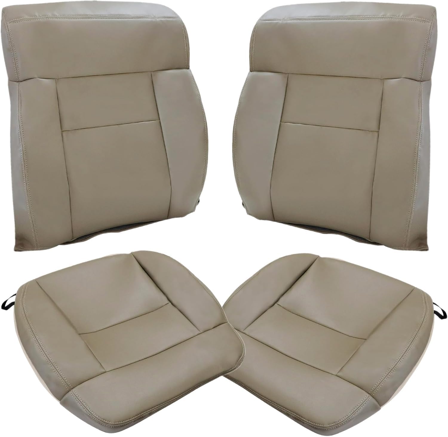 NLQR Front Driver & Passenger Bottom & Top Replacement Seat Covers Microfiber Leather Beige Tan Compatible with Ford F150 Lariat 2004 2005 2006 2007 2008
