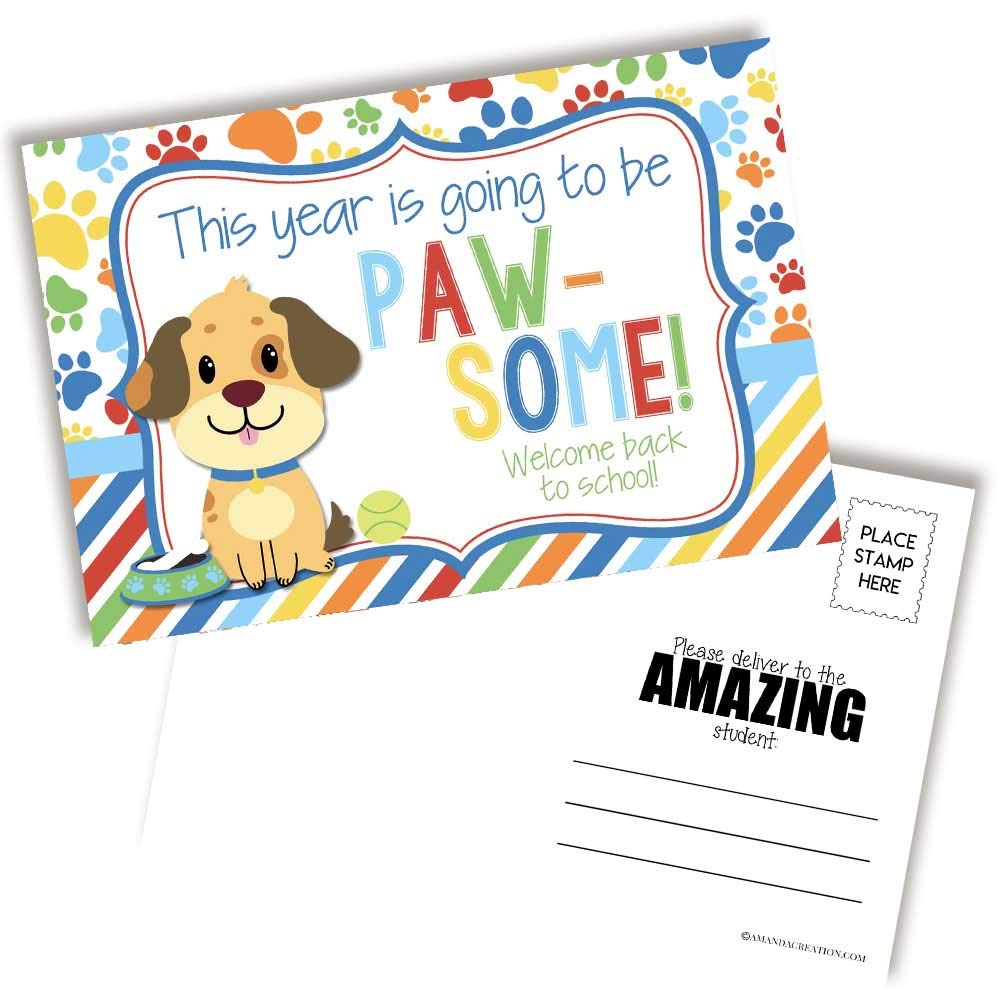 Amazon.com: Cute Puppy Dog Themed Welcome Back To School Blank Postcards  For Teachers To Send To Students, 4"x6" Fill In Notecards by AmandaCreation  (30) : Office Products