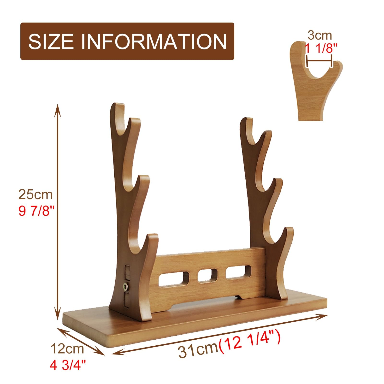 Soporte de pared for espadas, expositor horizontal 2, 3, 4 o 5 niveles, universal, for decoración del hogar(3tier 25cm (9 7/8"))