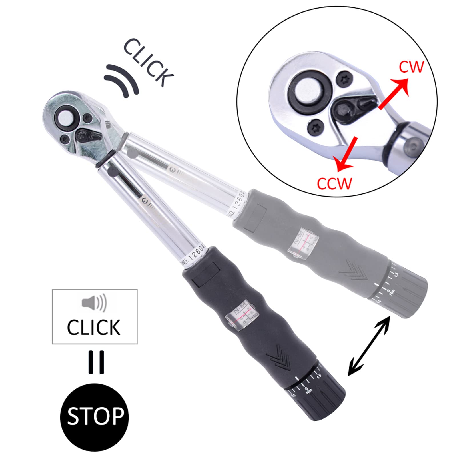 Geevorks Klucz dynamometryczny 1/4 "DR 2-24 Nm Zestaw kluczy dynamometrycznych Dokładność 4% Zestaw narzędzi naprawczych z 9-częściowymi bitami do rowerów i motocykli (2-24Nm)