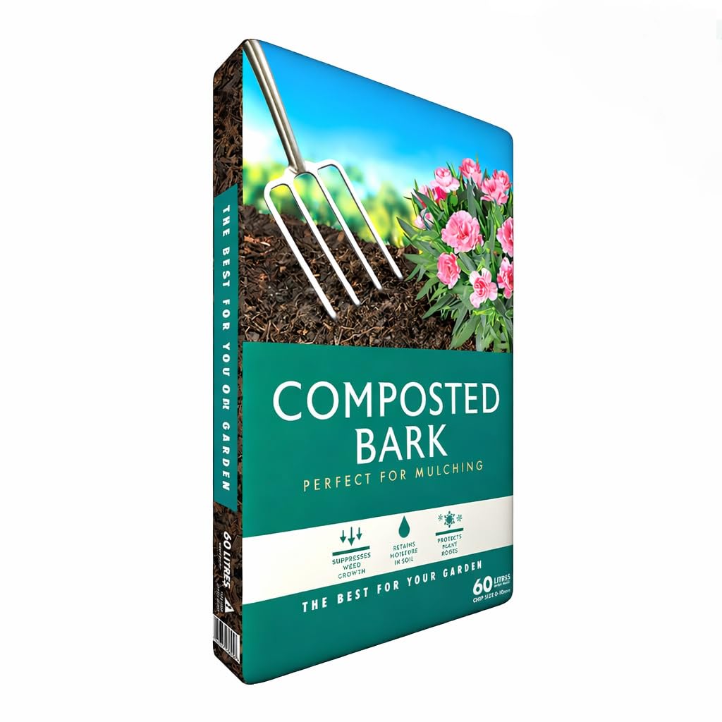 Composted Bark 60L – Natural Garden Bark Mulch & Soil Conditioner for Beds, Borders, Containers & Planting