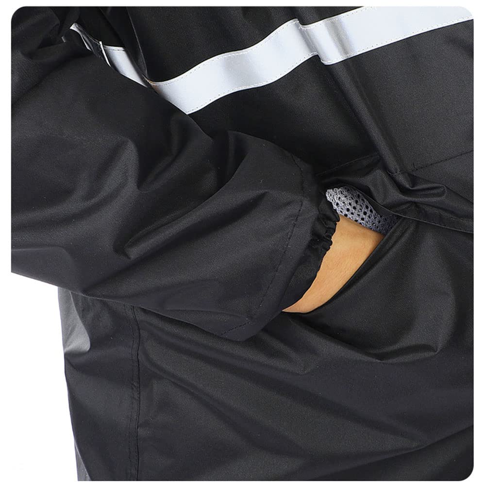 Chubasquero Largo para Hombre Poncho de Lluvia Reutilizable Impermeable con Capucha Chaqueta para la Lluvia Abrigos de Lluvia Reflectantes para Acampar en la Lluvia Senderismo Pesca (Negro M)