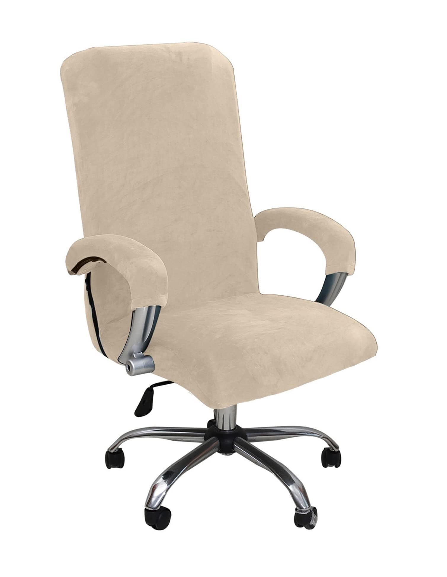 NMVAWIPT Velvet Computer Chair Slipcover With Armrest Covers - High Stretch Office Boss Chairs Protector Cover For Gaming(14#,Middle)