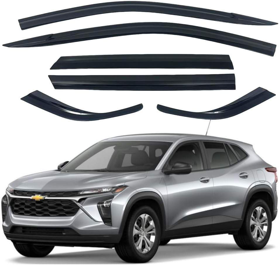 AUTOCLOVER Tape-On Rain Guards Window Visors 6 Pcs Set for Chevrolet Trax 2024 2025 / Window Deflectors, Out-Channel Vent Shades (Smoked)