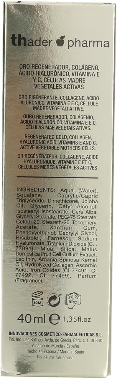 Packaging del Thader Pharma Sérum facial con Oro regenerador V-Perfect Gold