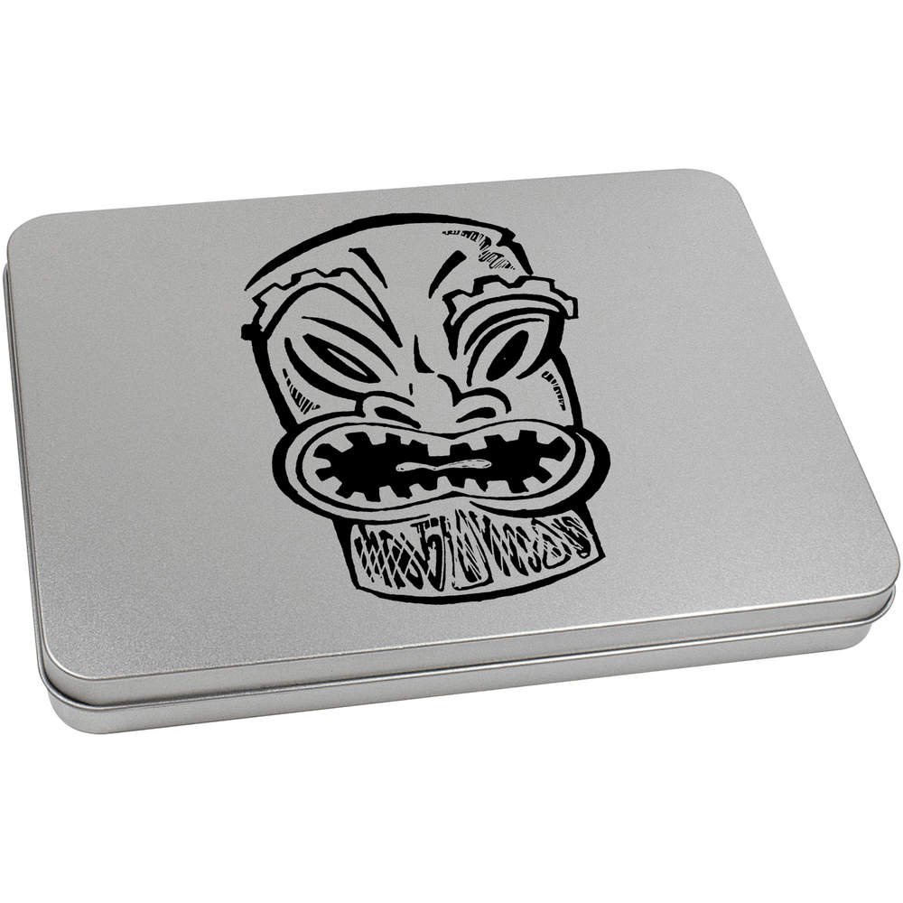 Azeeda 220mm 'Tiki Statue' Metal Hinged Tin/Storage Box (TT00058810)