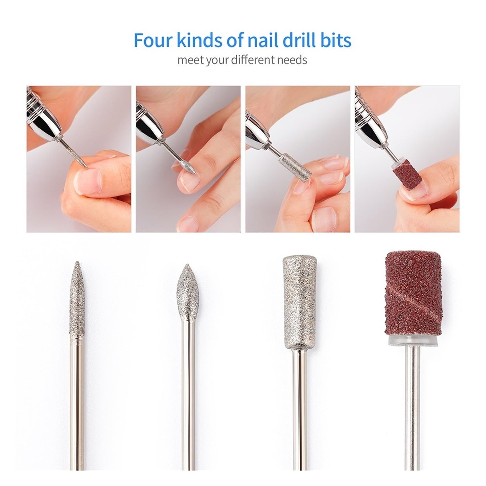 Obcinacz do paznokci, 35000 obr./min elektryczna wiertarka do paznokci, Manicure polerka do paznokci do żelu do usuwania paznokci polerowanie wiertła, Pedicure Nail Art Equipment(Wit)