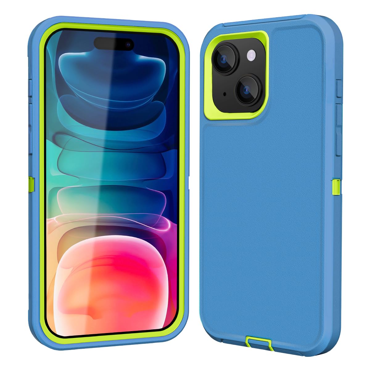 Compatible for iPhone 15 Plus Case, iPhone 14 Plus Phone Case for Men, Full Body Protection Heavy Duty Shockproof 3 in 1 Silicone Rubber Durable Bumper Cover Both for 14 Plus/15 Plus in 6.7 Inch.