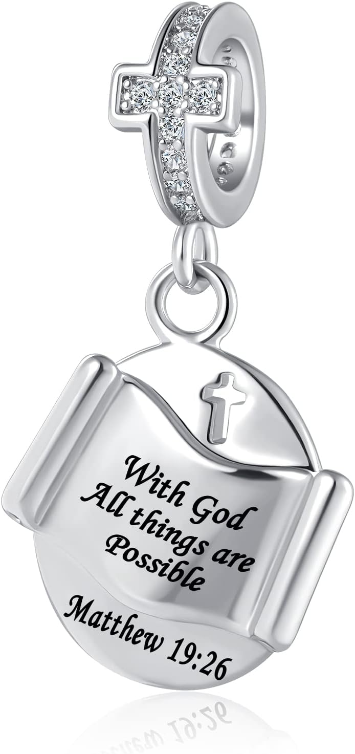 QeenseKc With God All Things Are Possible Charm Religious Bible Verse Quote S...