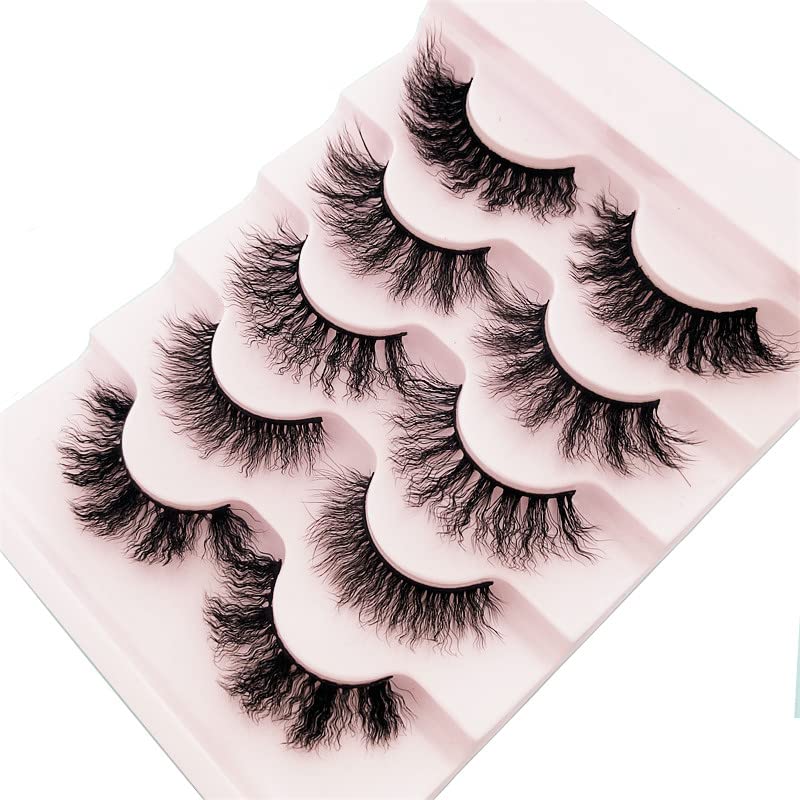 AMSDCN NEW 3/5 pairs Hand-made 3D Mink Lashes Handmade Fake Lashes False Eyelashes Soft Lashes Transparent Stem High Quanlity Beauty (LD982)