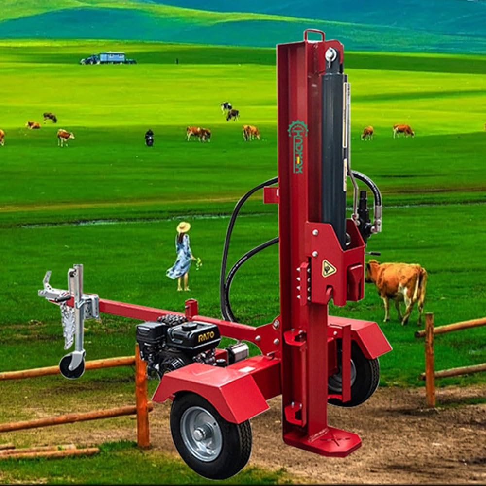 Cortadora de leña vertical y horizontal doble uso. Corta rápidamente madera dura. Equipada con ruedas. Fácil operar Rajadora Hidráulica