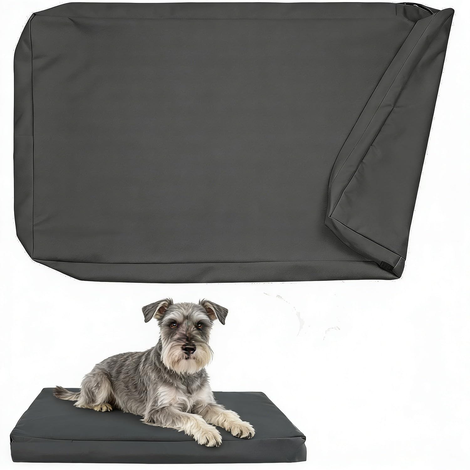 Xtrillogen Waterproof Dog Bed Cover,Machine-Washable Fluffy Replacement Dog Bed Covers Only,Pet Hair and Stain Resistant Blanket/Mattress Protector for Indoor and Outdoor Use(Black, M)