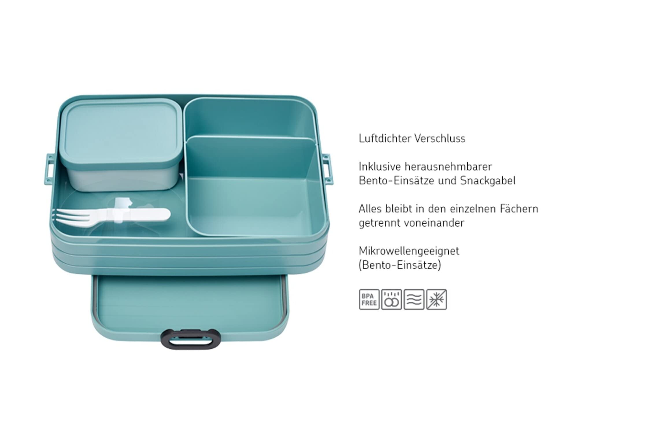 Mepal – Thermo-Set Hot and Cold – Black Edition – Thermo-Lunchpot mit Lunchbox 1500 ml – Hält Speisen Lange warm oder kühl – Brotdose mit Fächern, geeignet für bis zu 8 Butterbrote