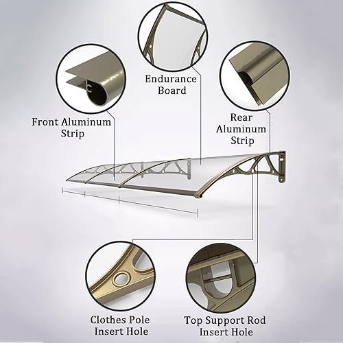 Miniatura 8 de WIGING Toldo para ventana, 15.7 x 23.6 in, 23.6 x 31.5 in, puerta delantera, al aire libre, jardín, porche, patio, cubierta para protección UV,