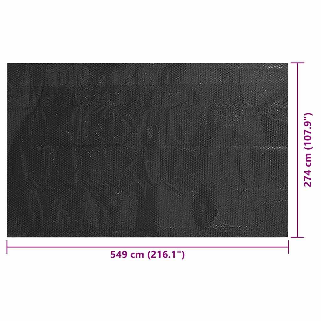 Telo di copertura per piscina, nero, 549 x 274 cm, in polietilene, con camere d'aria, telone solare per piscina, protezione dal calore e dall'evaporazione, resistente per prolungare la