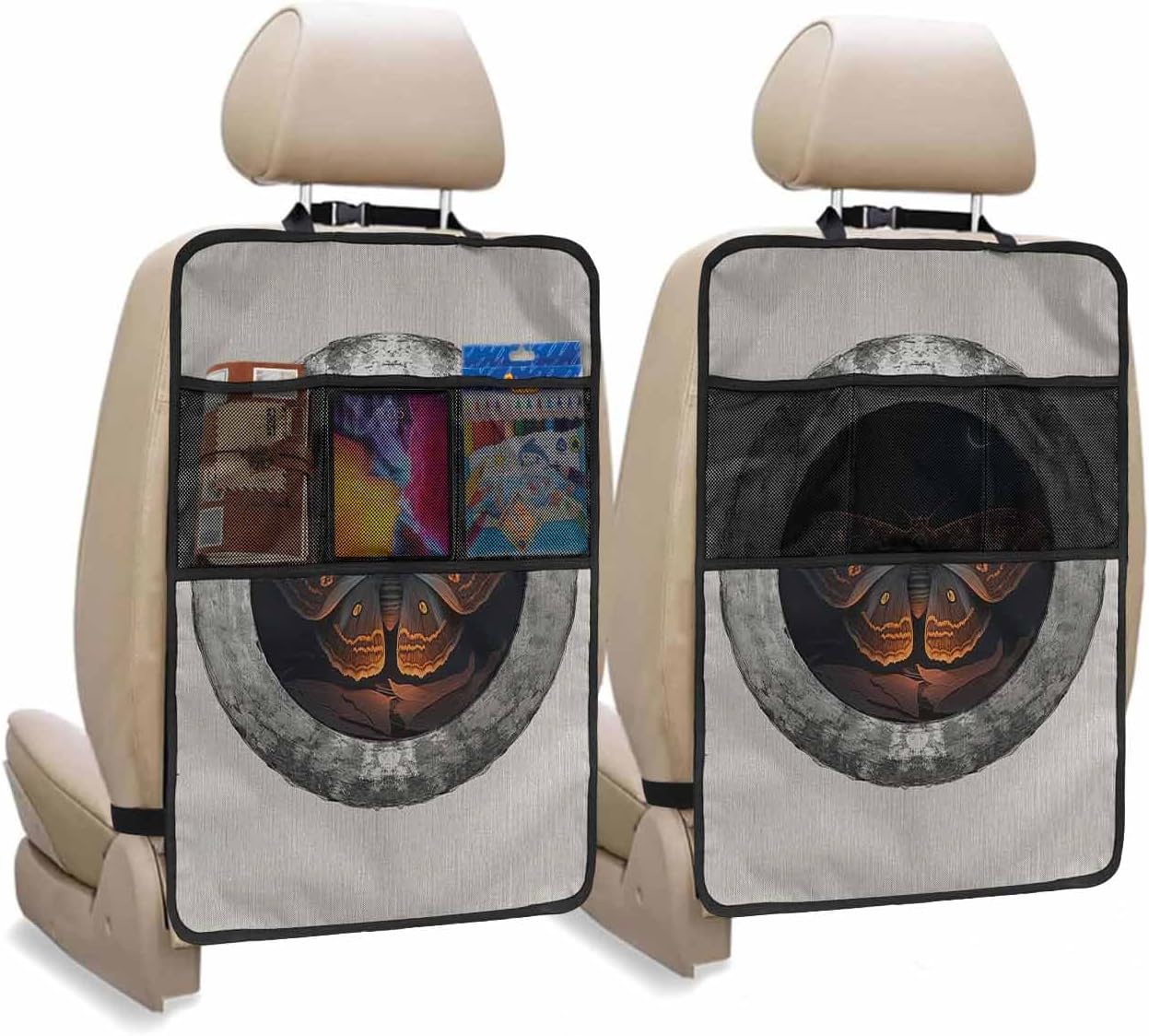 T&H XHome Car Seat Protector, 2 Pack Kick Mats Back Seat Protector Lemon Summer Plant Leaves Waterproof Backseat Cover for Kids Universal Fit Automotive Interior Protectors