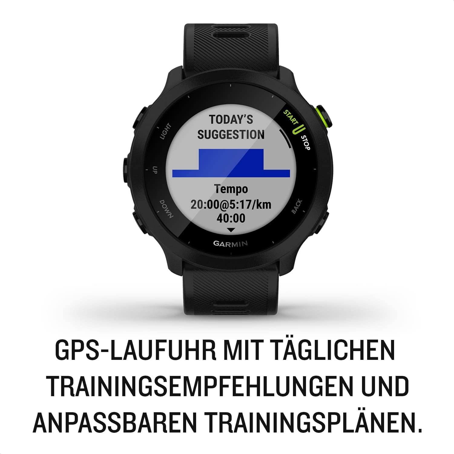 Garmin Forerunner 55 [renewed] – GPS-Laufuhr mit 1,04“ Always-On-Farbdisplay, täglichen Trainingsempfehlungen, Laufzeitprognose, über 15 Sport-Apps und bis zu 14 Tagen Akkulaufzeit [Generalüberholt]