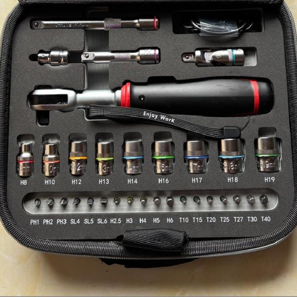 Juego de Llave de Carraca Eléctrica Inalámbrica Kit de Herramientas de Enchufe 2 en 1 Manual y Eléctrico
