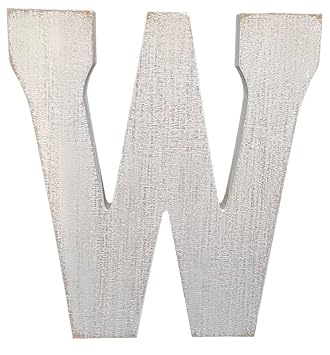 Large Wood Letter Distressed White Wash Alphabet Wall D cor Monogram Letter Alphabet Letters Free Standing Letters Wall Letters (W)