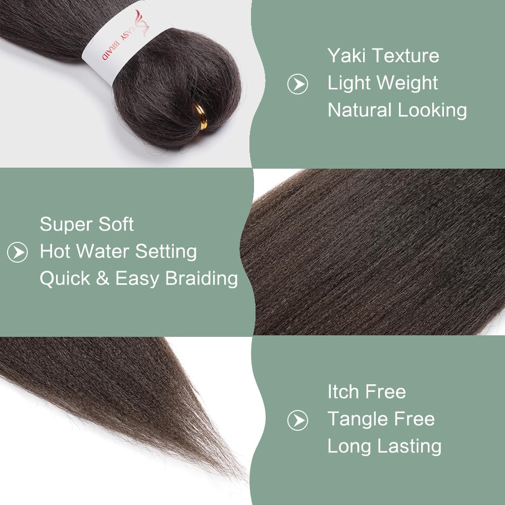 YDDM Capelli Per Treccine Africane Marrone Extension Treccine Texture Yaki Easy Install per Principianti 32 Pollici 3 Pezzi Capelli Leggeri e Naturali per Box Braids, Twist e Crochet