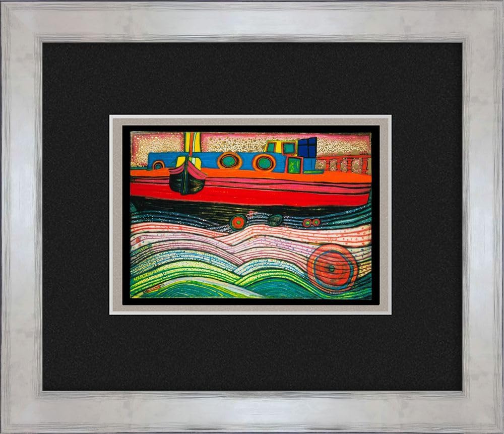 artissimo Bild gerahmt 30x35 cm Friedensreich Hundertwasser „Regentag auf Liebe Wellen“ AG5718 – hochwertiger Kunstdruck mit Rahmen, kleines Wandbild für Bilderwand, Büro & Praxis