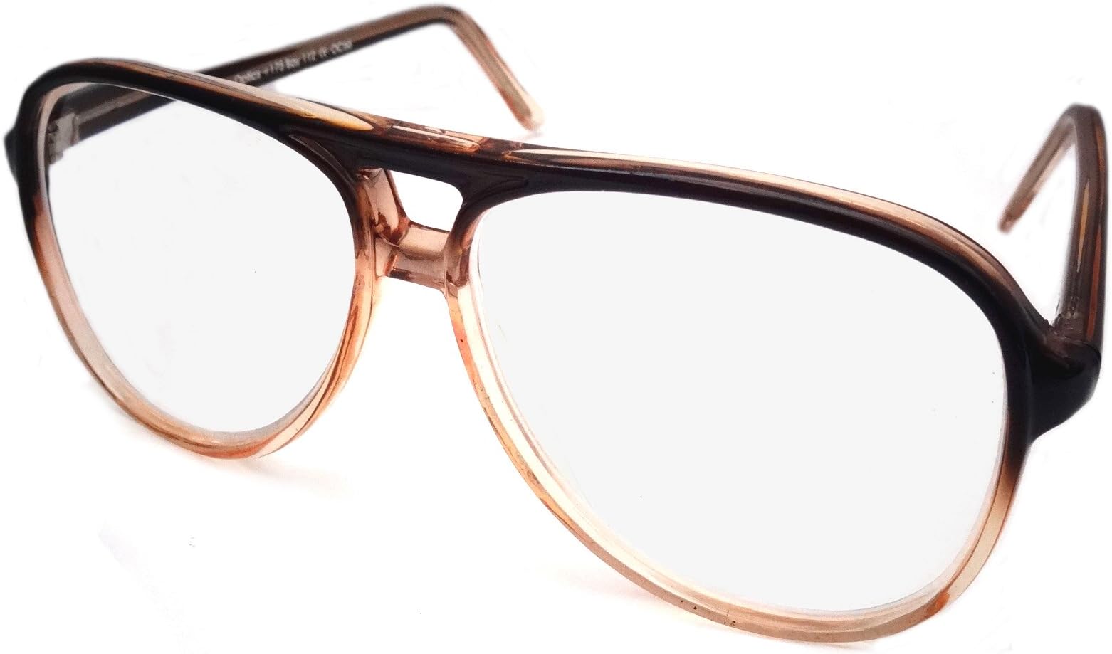 Large Two Tone Brown Retro Reading Glasses Frames Readers +2.5 BAY112