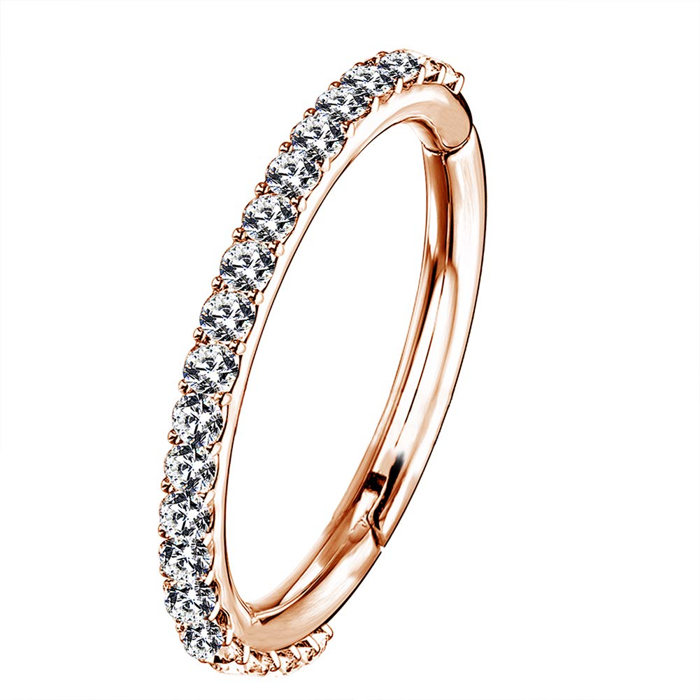 OUFER 16G Rostfreier Stahl Knorpel Ohrringe Fünf Petal Clear CZ Blume Tragus Helix Earrings Knorpel Ohrstecker rose gold 8mm