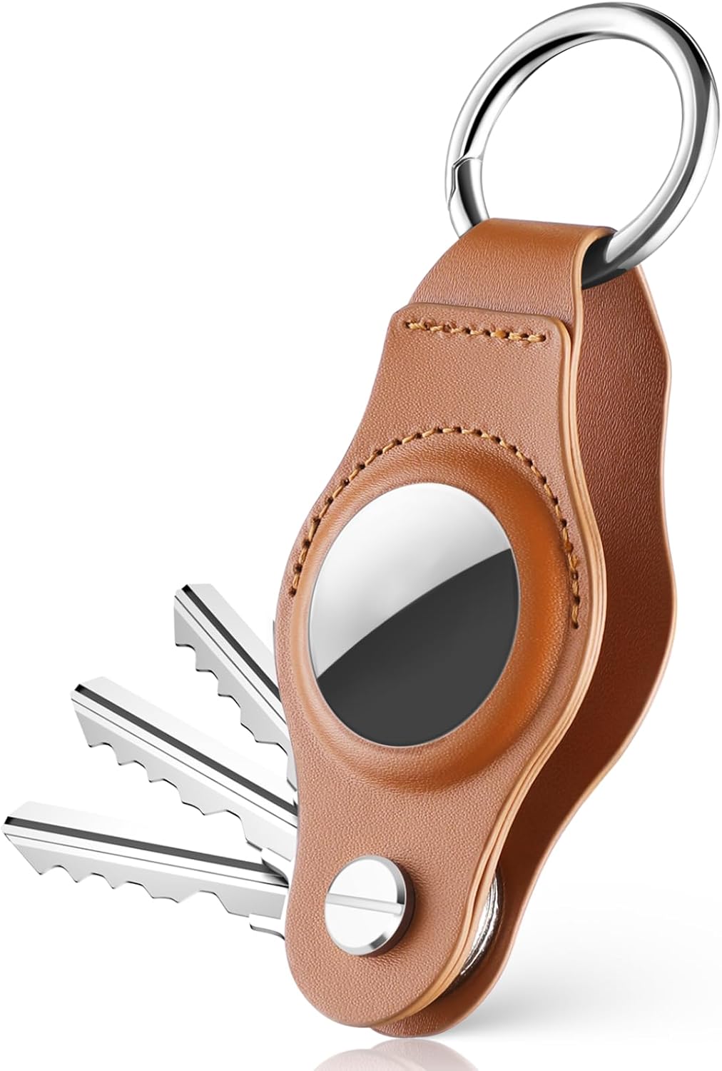 Key Holder for AirTag, Compact Leather Key Organizer and Case for Apple
