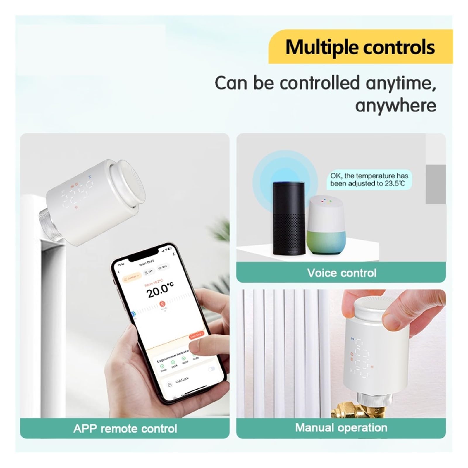 Termostato Inteligente WiFi TRV, válvula termostática de radiador, Controlador programable, actuador, Control por Voz