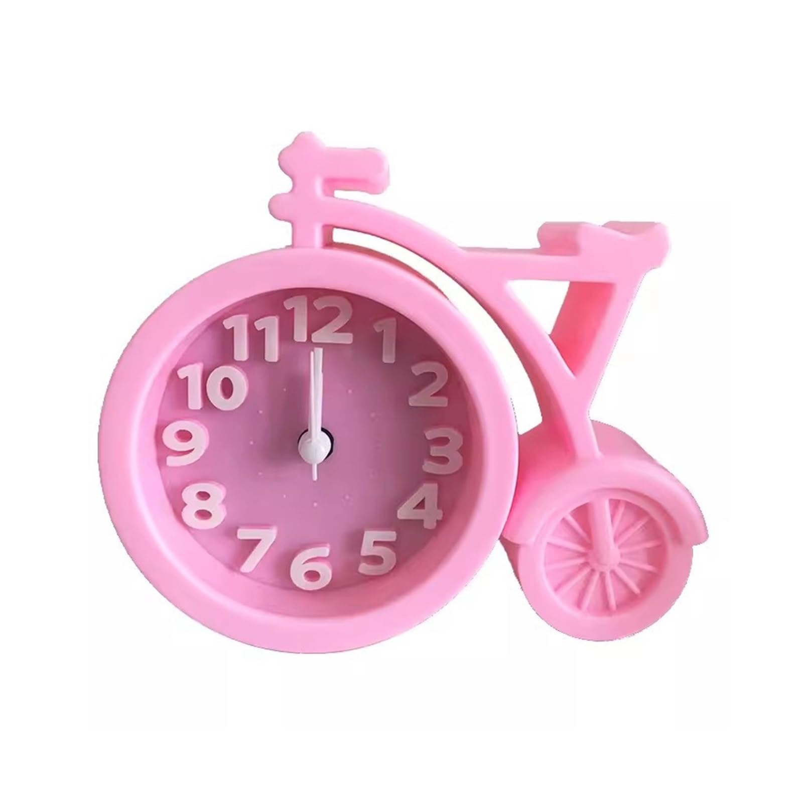 J9V4G6S3B5 Desk Clock Creative Fashion Bicycle Shape Alarm Clock Silent Bedside Wake Up Candy Color Students analogue alarm clock(Pink)