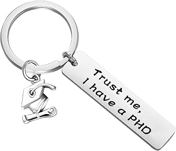 MYOSPARK PHD Graduation Gift Doctorate Student Graduate Gift PHD Degree Gift Learned Scholar Graduate Keyring Gifts