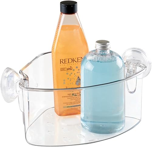 Miniatura 3 de iDesign Estante de almacenamiento de esquina de succión de plástico sin BPA, 5 x 11 x 7.8 pulgadas, transparente