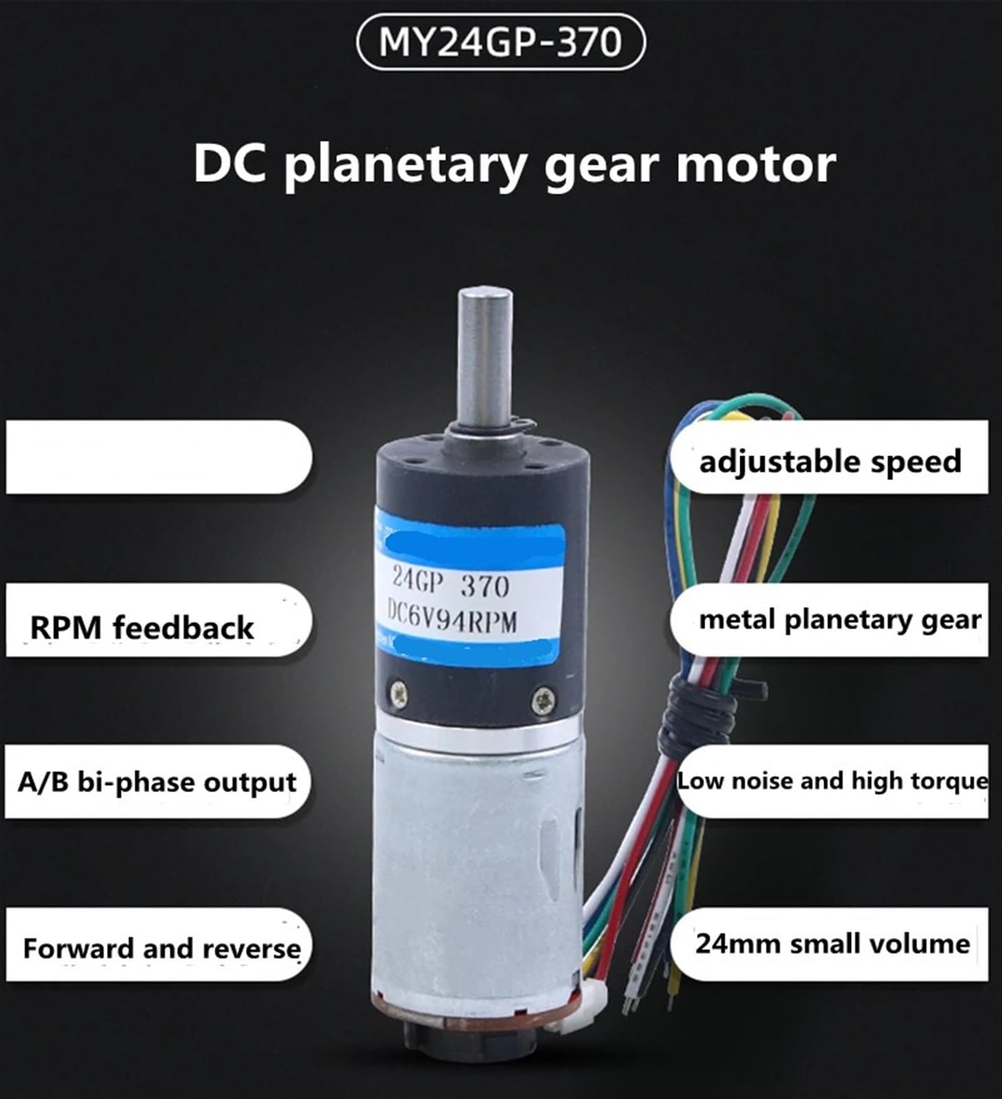 12 V 4 W 24 V 5 W silnik prądu stałego z przekładnią planetarną o średnicy enkodera 24 mm tarcza z koderem pomiaru prędkości 24 GP-370B (silnik 4 mm, 12 V 375 obr./min)