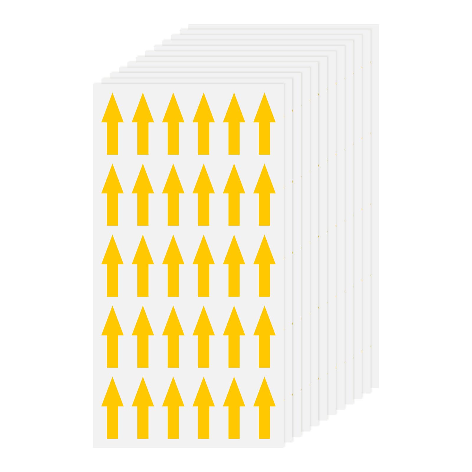 PATIKIL Small Arrow Sticker Labels 3cm x 1cm, 360 Pack Self Adhesive Arrow Sticker Color Coding Sign Decal for Gas Flow Direction Inspection Defect Marking, Yellow