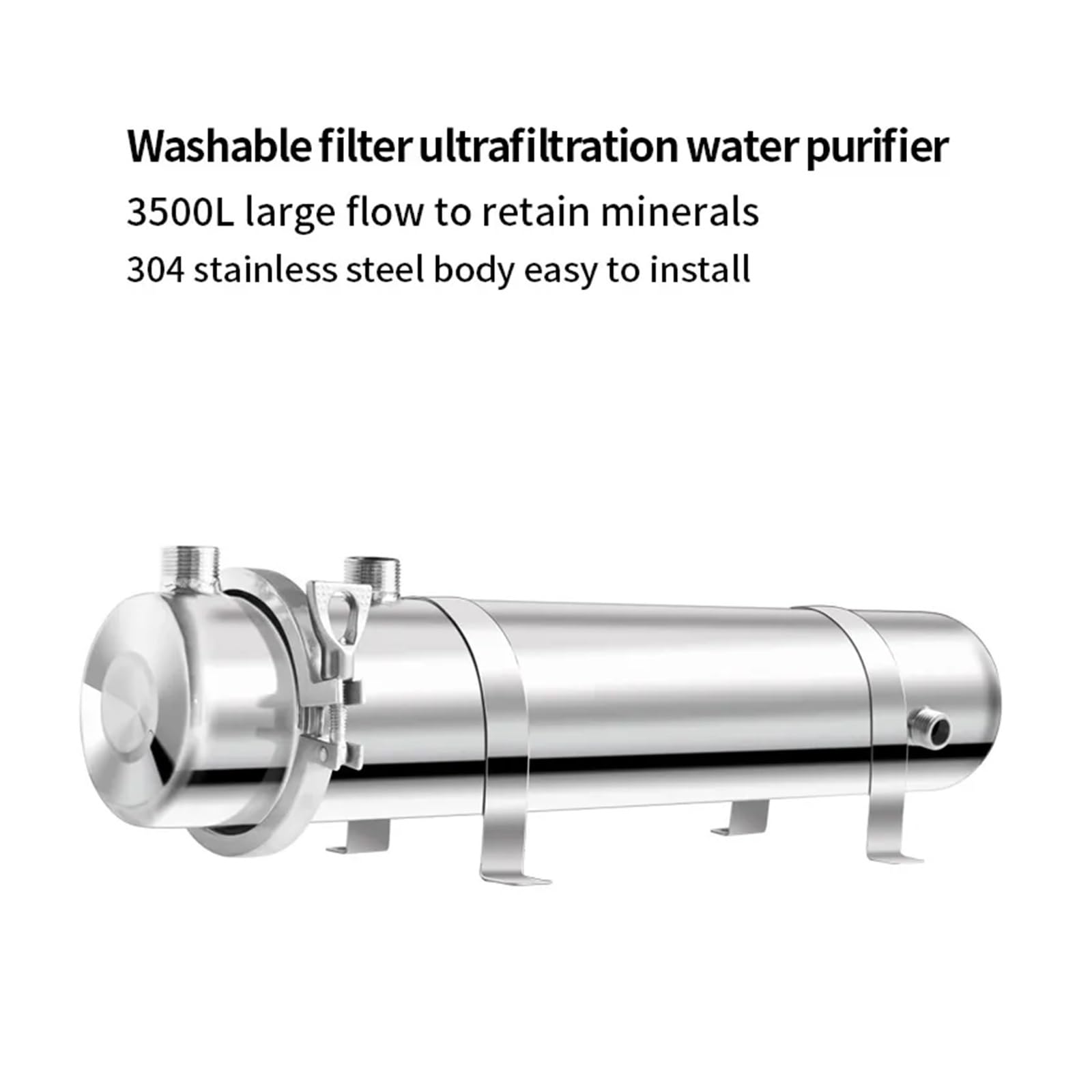 Máquina de ultrafiltración lavable PVDF, de filtración de fregadero inferior purificador de agua de acero inoxidable 3500L, uso industrial 304 UF(1500L PVDF)