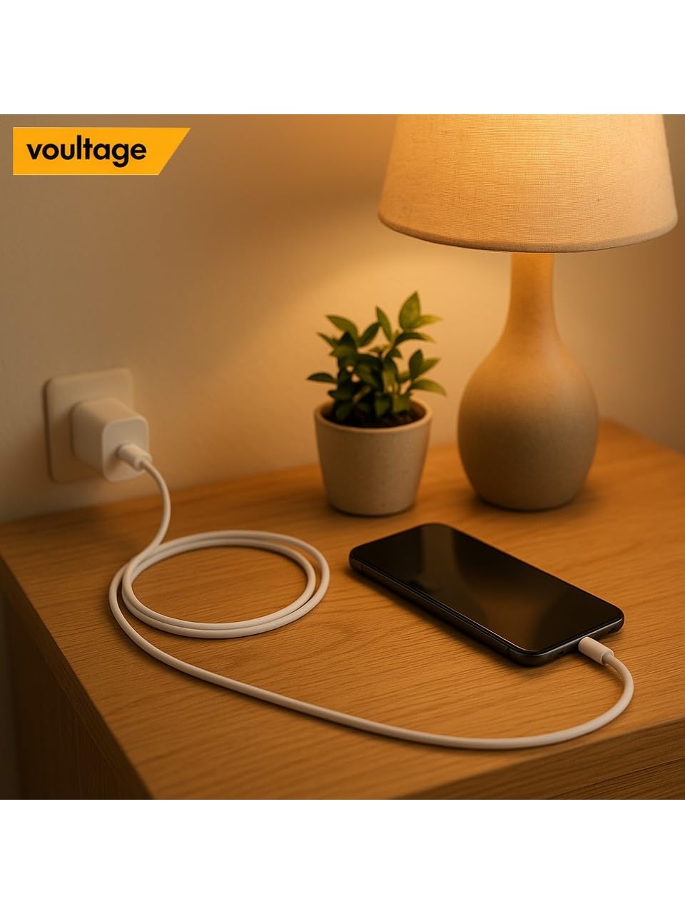 Voultage 20W Type-C To Lightning Hızlı Şarj ve Veri Kablosu - Beyaz (1 Metre) - İPhone 14, 13, 12, 11, İPad Uyumlu Esnek ve Dayanıklı Şarj Kablosu