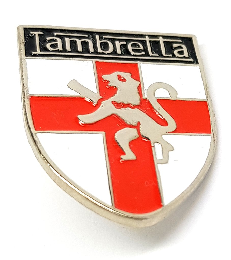 Mercmad Lambretta On England St George Flag Shield Mod Metal Enamel Badge