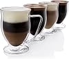Kitchen Kite Double Wall Glass Coffee Mugs 11oz Set of 4, Insulated Borosilicate Glass Coffee Cups with Handle - Dishwasher & Microwave Safe Clear Mugs for Cappuccino, Latte, Espresso, Tea