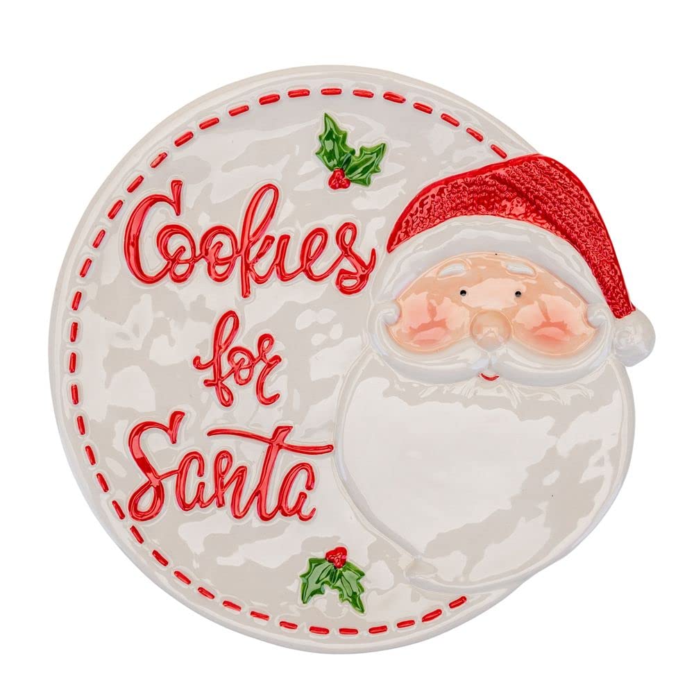 North Pole Novelties Large Cookies for Santa Christmas Eve Plate Glazed Ceramic 27cm / 850g