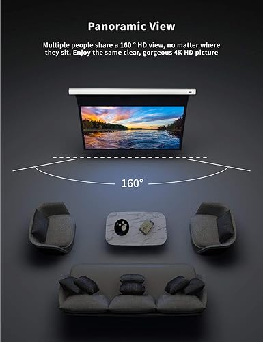 Miniatura 3 de VIVIDSTORM - Pantalla de proyector, delgada eléctrica tensada con pestañas desplegable, con pantalla de cine blanca, techo y pared de carcasa