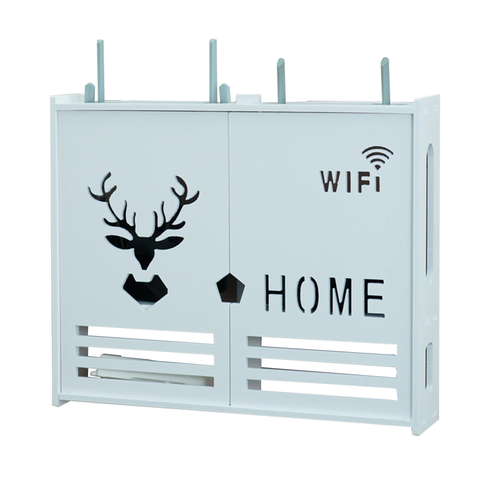 Meiiron 2-Tier WiFi Router Storage Hider Wall Floating WiFi Shelf Cable Protector for Home and Office Organizer Box Decor, White (Size : 48x9.5x40cm)
