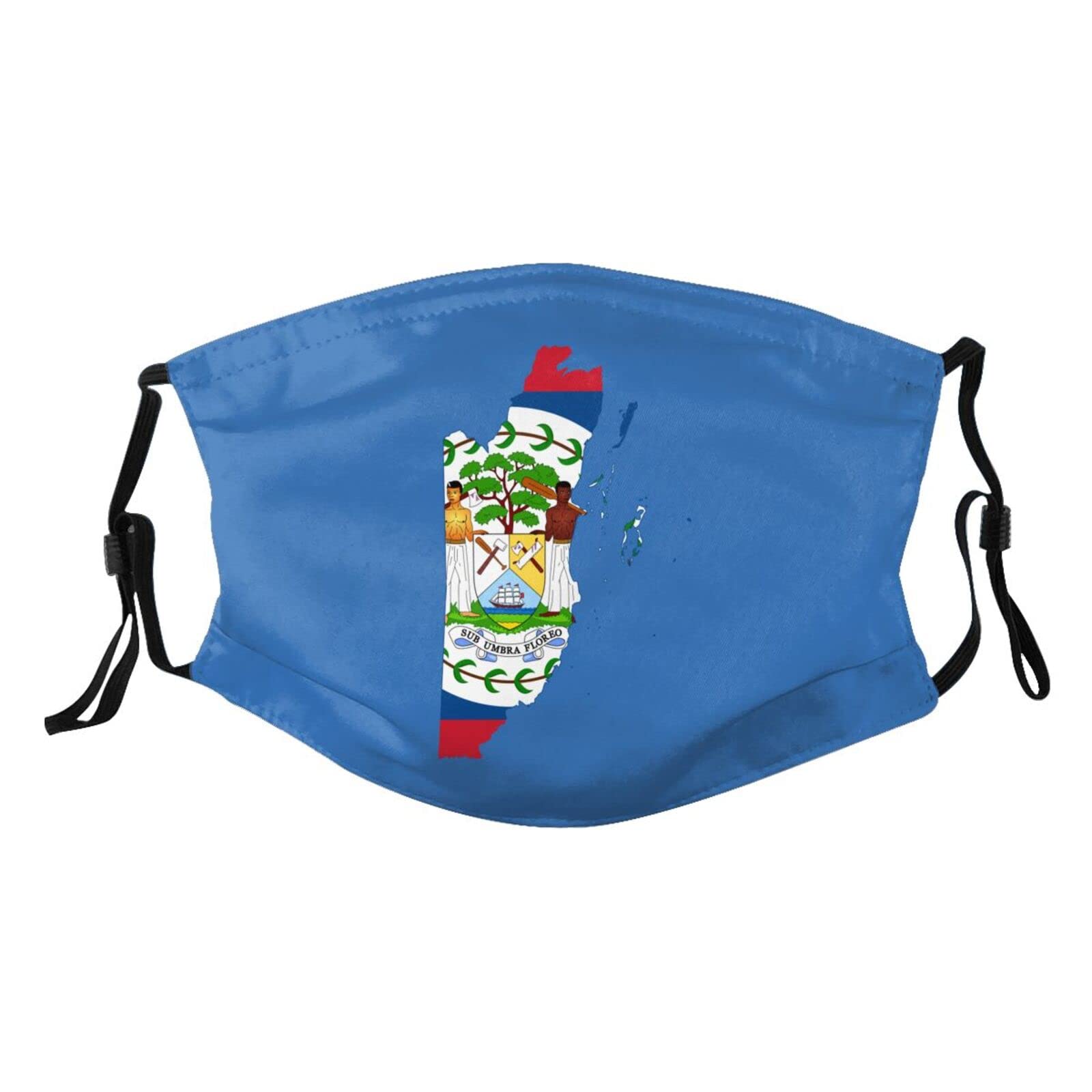 Belize Flag Map Mask Protect Respiratory System Breathe with Peace of Mind Black