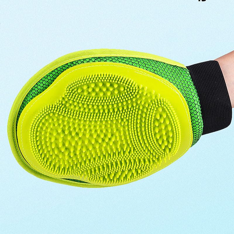 Pet Bath Dual Use Brush Double Side Hair Removing Rubber Pet Grooming Brush Pet Grooming Gloves Silicone Massage Hair Remover Cleaning Brush Glove Pet Grooming Supplies Cat Hair Remover