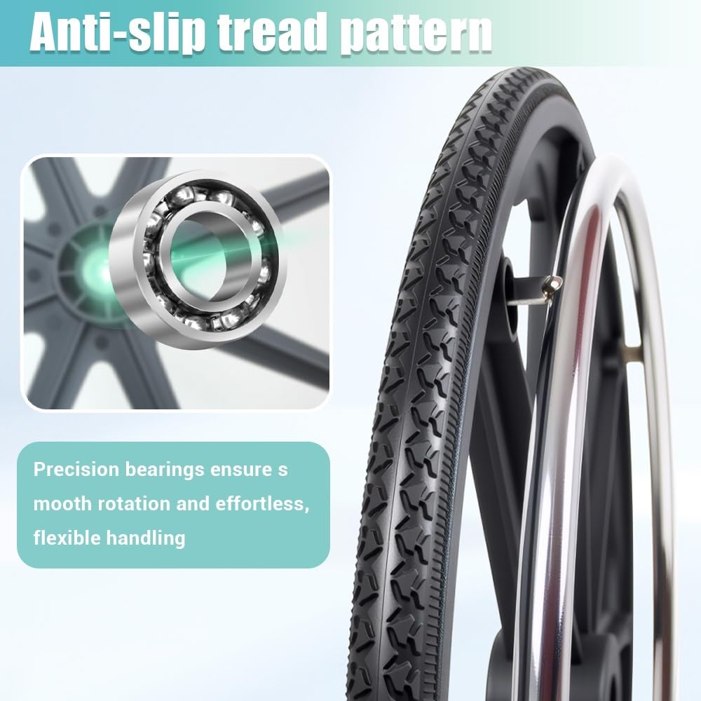 24 Pulgadas Ruedas Trasera De Recambio Para Silla De Ruedas, Ruedas Giratorias Con Rodamiento, Accesorios Manuales, No Neumáticos