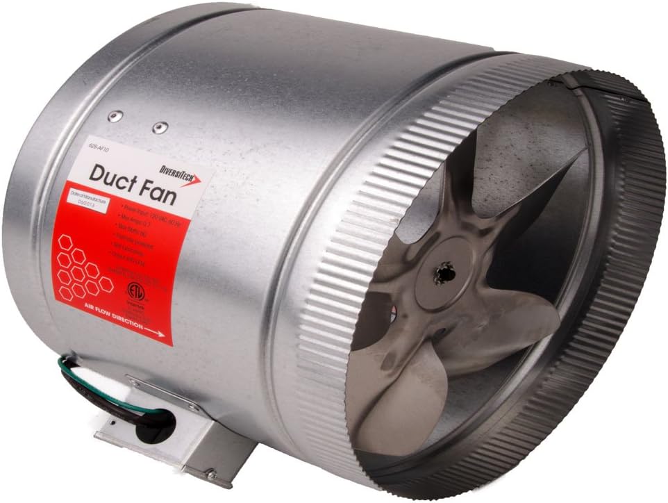 DiversiTech 625-AF10 Duct Fan, HVAC Exhaust Ventilation, Improved Airflow, Temperature Regulation, Easy Installation,10”, 650 CFM, 60W