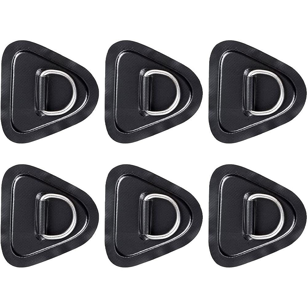 Aufblasbarer Boot D-Ring-Patch Heavy Duty Kayak Canoe D-Ring PVC-Patch-Zubehör 6 stücke schwarz