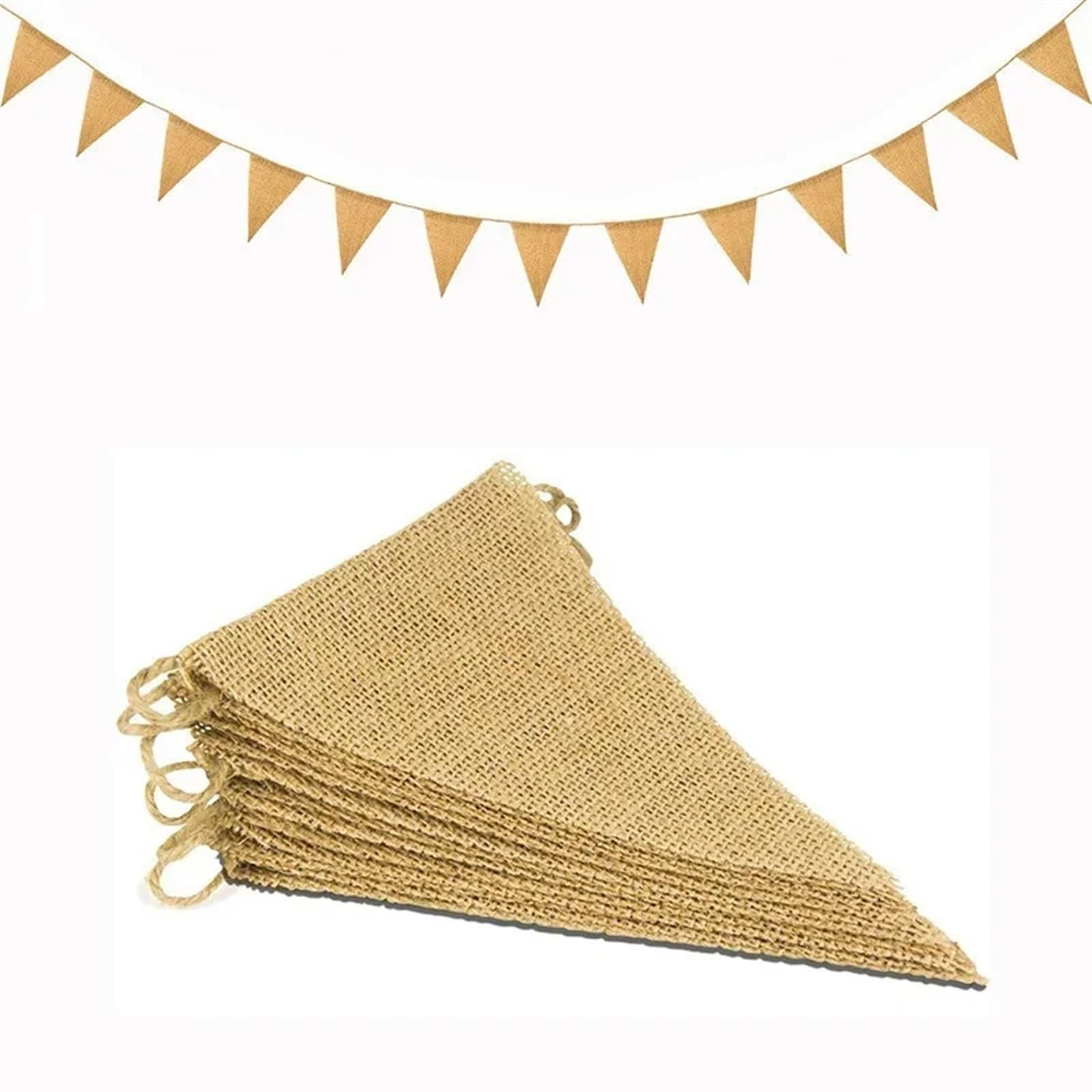 Dreieckige Bunting-Flaggen, Leinen, Jute, Wimpel, 2er-Pack, Party, Geburtstag, Hochzeit, Dekoration(2pcs)
