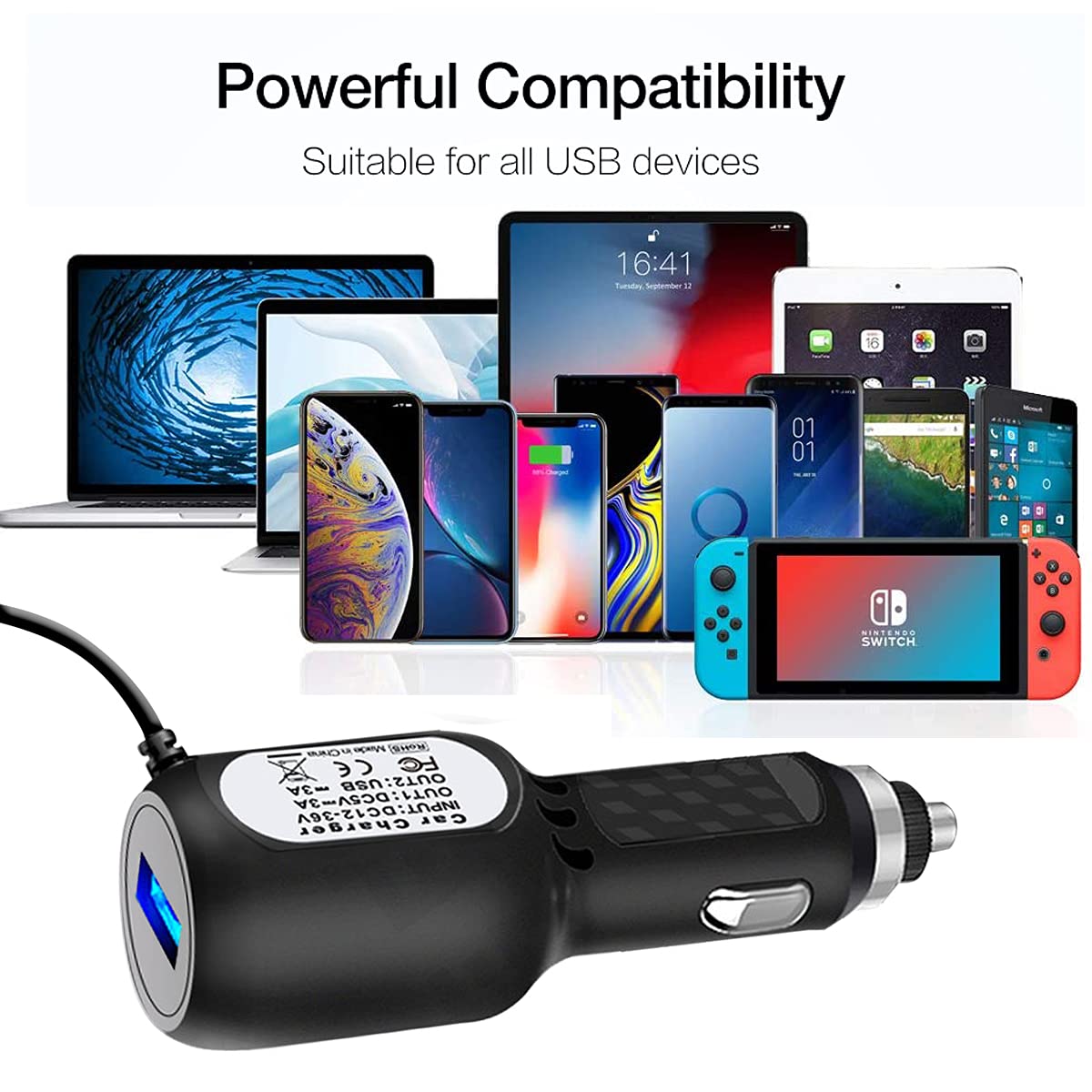 Thishow - Mini Caricatore USB Da Auto Per Dash Cam, Cavo Di