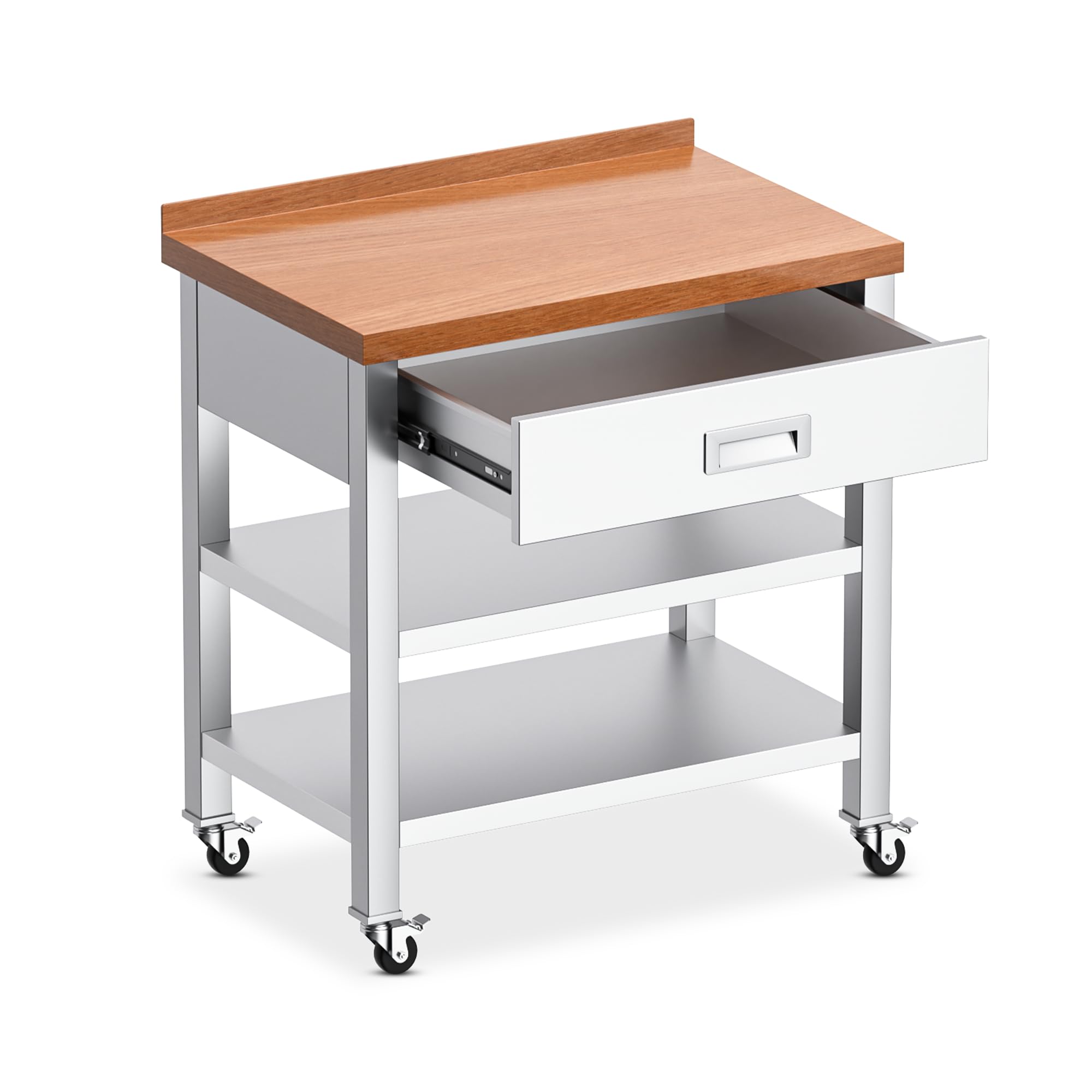 Stainless Steel Prep Table with Wheels and Drawer