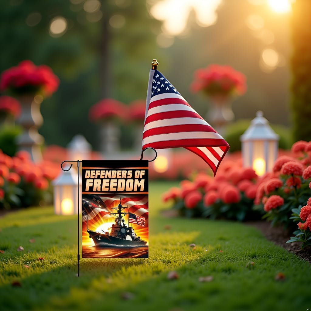 Navy Warship Battleship Garden Flag 12x18 In Doublesided Military Outdoor Yard Decor for Armed Forces Day Navy Birthday Veterans Day First Responders - Image 8